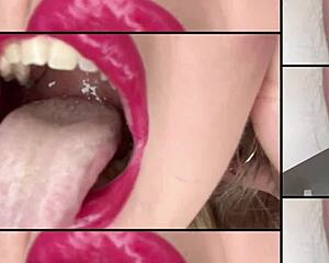 Bimbo gets tongue tied and obsessed with lip kissing