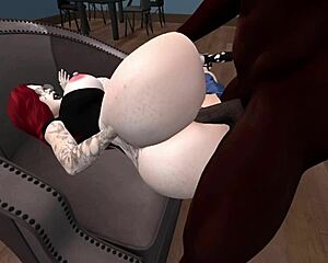 Second life black man fucks red head white woman on a chair 😏