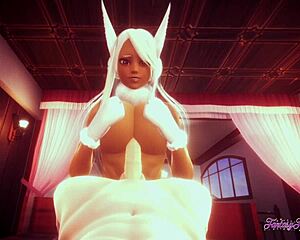 i give rumi usagiyama a boobjob and she rides my dick in this hentai pov