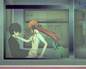 Futaba, Ann, and Ren in wild Persona 5 hentai sex scene.