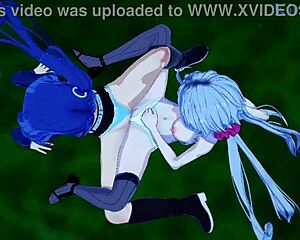 dude, check chris yukine and tsubasa in wild lesbian hentai action!