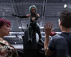 Stranded in space, teen checks out cute robot girl outfit