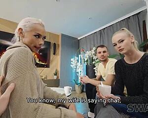 feet massage turned into hot threesome while boyfriend showered, wild swap4k action