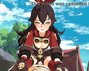 outriding amber x aether in genshin impact animation 😘