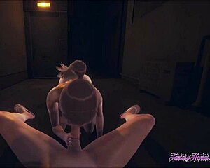 Just chilling with 3D hentai, Sasha sucking and getting banged in a dark alley