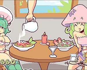 Futanari hentai game ep 3 slams with massive cumshots on cute boobs