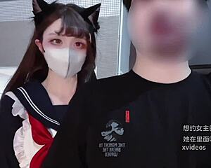 A hot maid is made to clean the cafeteria and then have sex with a man