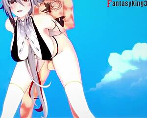 Hentai beach sex with Arlecchino and 3D cartoon action