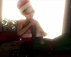 petite asian leanna stuns in x-mas cosplay with interracial twist