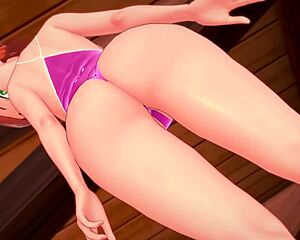 hey, gwen gets wild in her swimsuit for this hentai parody!