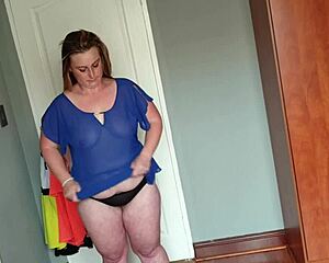 Fat amateur showing off her body in different outfits