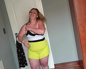 Fat Girl Playing Dress Up By Trying On Different Dresses