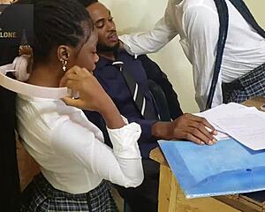 two horny students bang teacher in office
