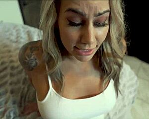 Hot blonde step aunt teaches deepthroat and blowjob skills