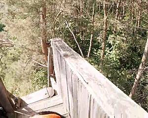 Yo, we pulled off a risky outdoor facefuck, cumming in her throat at the hunting tower! 😜