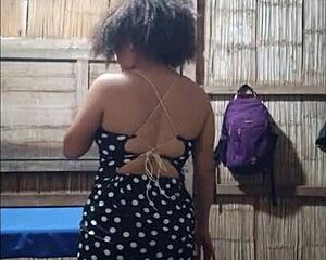 Latina milf masturbates semi-naked for stepson in homemade dare