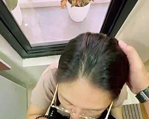 Beautiful Indonesian housewife has an affair with her husband for money