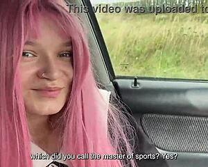 Horny student bangs her new physical education teacher outdoors