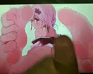 anime FEET receive a CUM tribute in hentai