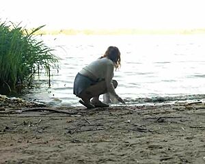 teen redhead mia hits wild orgasm beside lake