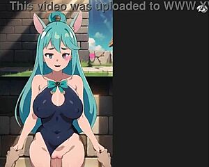 Konosuba Aqua Gets Standing Sex Creampie in Wild H Game. My Waifu Drives Me Crazy With Every Cute Squirting Move.
