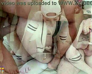 Big tits blonde gets baseball bat and double penetration