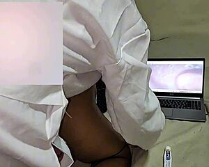 Doctor Plays with Patient's Huge Pussy Using Camera and Fucks