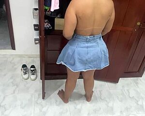 Beautiful latina woman, stepmother, in lingerie in a homemade video