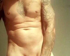 Blue-eyed stud flaunts his monster cock in solo scenes