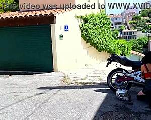 Beautiful long-haired amateur gets her pussy licked by a sexy biker