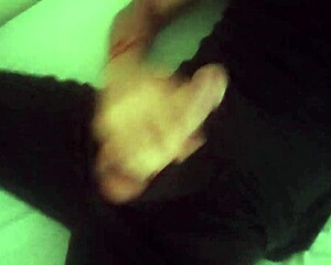 Horny guy in black pants MOANING and JERKING OFF his BIG COCK after work UNTIL he CUMS.