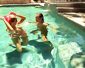 Her friend came over and they kissed outdoors passionately