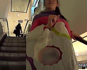 Nympho Czech teen gets teased and drilled in shop