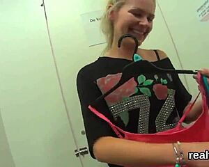 Czech teen gets seduced and fucked in public shop