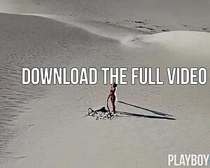 Belgium Playboy Model Miluniel Louis Strips Outdoor with Perfect Round Ass