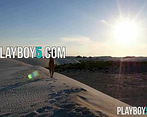 Belgium Playboy Model Miluniel Louis Strips Outdoor with Perfect Round Ass