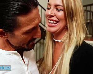 smoking hot chick with hip tattoo shakes big ass riding big cock on couch