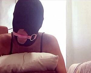 Chairtied and hooded, she takes cock in all holes.