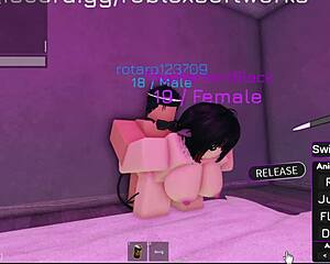 the hot roblox girl gets fucked hard, showing off her big tits and ass before a cumshot