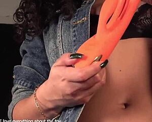 Petite Latina gets dominated with a big toy