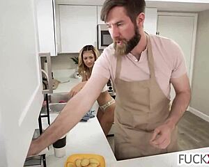 little mina luxx, shy barista, gets slammed in group action