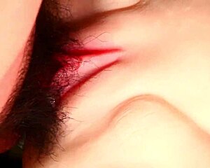 Beautiful shaved double pussy close up with moisture