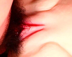 Beautiful shaved double pussy close up with moisture