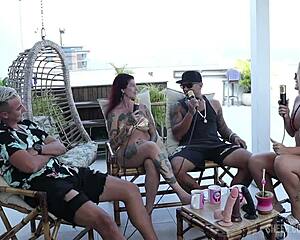 Kobra couple's hot group action in public fetish film
