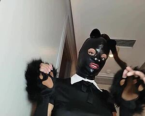 yo, latina bdsm slave in catsuit gets slammed with anal plug! 😈
