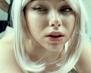 A beautiful blonde with blue eyes has a 1 on 1 sexual experience