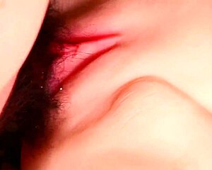 Beautiful shaved double pussy close up with moisture