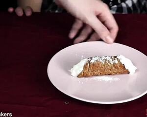 Intense Humiliation: Chewing, Spitting, and Cumming on Her Cannolo