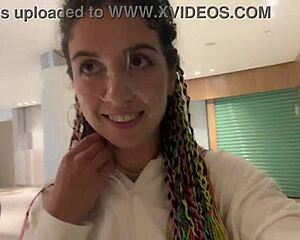 Insane! Cumwalk in public mall with blowjob in dirty toilet