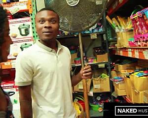 curly latina sucking black dick in public 😏